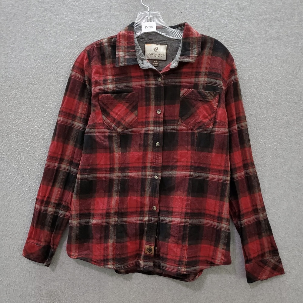 Legendary‎ Whitetails Women Top Medium Red Plaid Flannel Button Up Long Sleeve